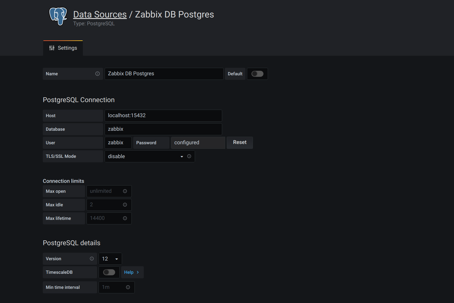 Configure PostgreSQL data source